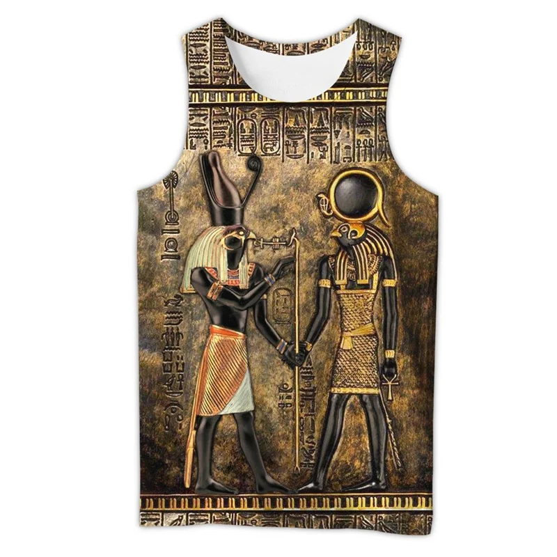 2023 Summer Men Vest Beautiful Anubis Ancient Egypt 3D Printed Casual Sleeveless T Shirt Unisex Tank Tops Streetwear Tank Top