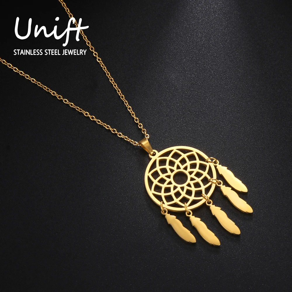 Unift – colliers attrape-rêves pour femmes, pendentif en plumes de fleurs, collier porte-bonheur Tribal indien, mode spirituelle Boho, bijoux cadeau