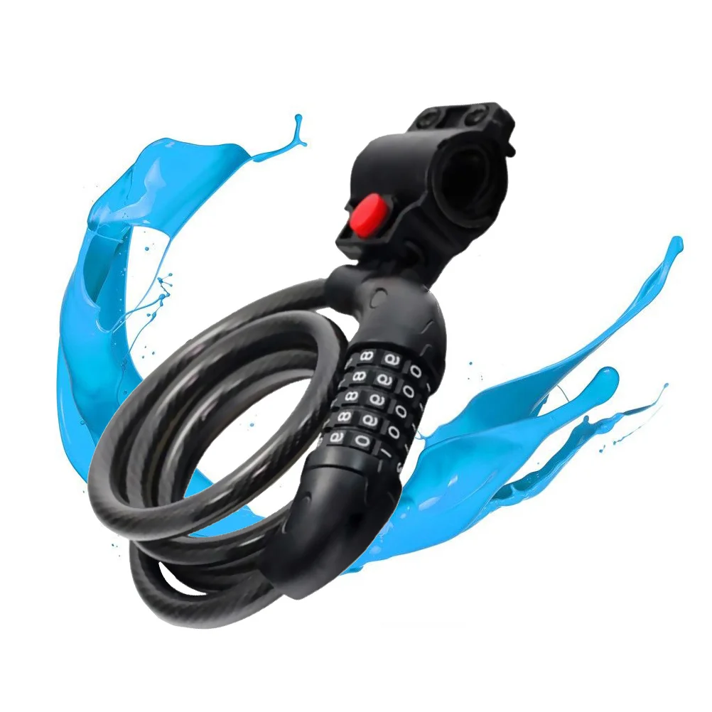 

Bicycle Combination Lock 5 Digit 120Cm Heavy Duty Cable Lock For Bike Motorcycle Scooter Durable Anti-Corrosion Black