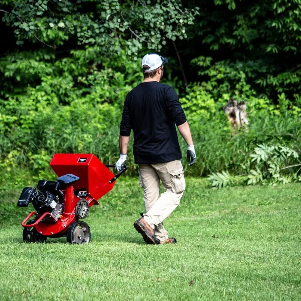 Chipper Shredder, Heavy Duty 212cc 4 Cycle Viper Engine, Chip Branches Up To 3” in Diameter, 20:1 Reduction, Airless Wheels