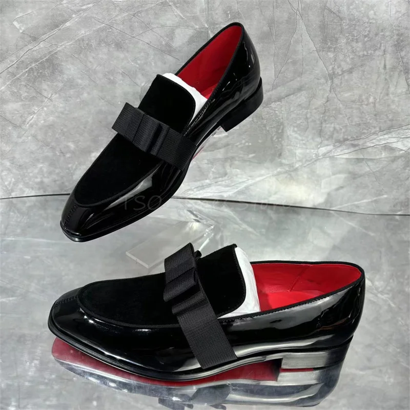 Black and Red Genuine Leather Dress Shoes for Men Wedding Shoes Casual Business Formal Shoes Breathable Shoes Loafers Size 48