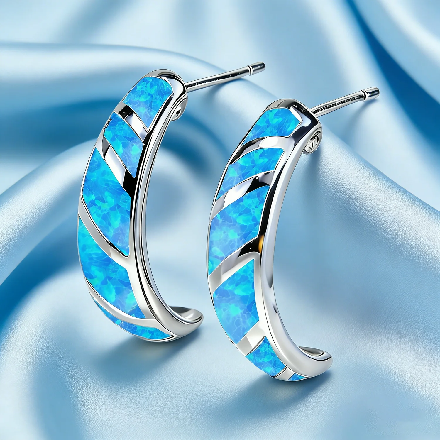 Kolczyki z niebieskim i białym – Opal Earrings Dangle recenzja i cena