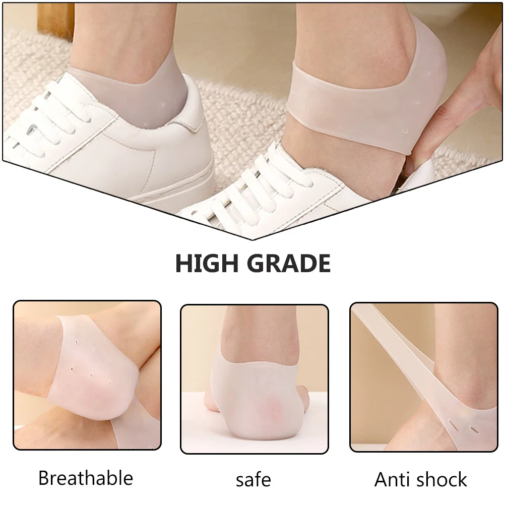 

4pcs Heel Protectors Soft Sebs Material Breathable Sweat Absorbing Anti-Shock Reusable Foot Cushions For Adults Outdoor White