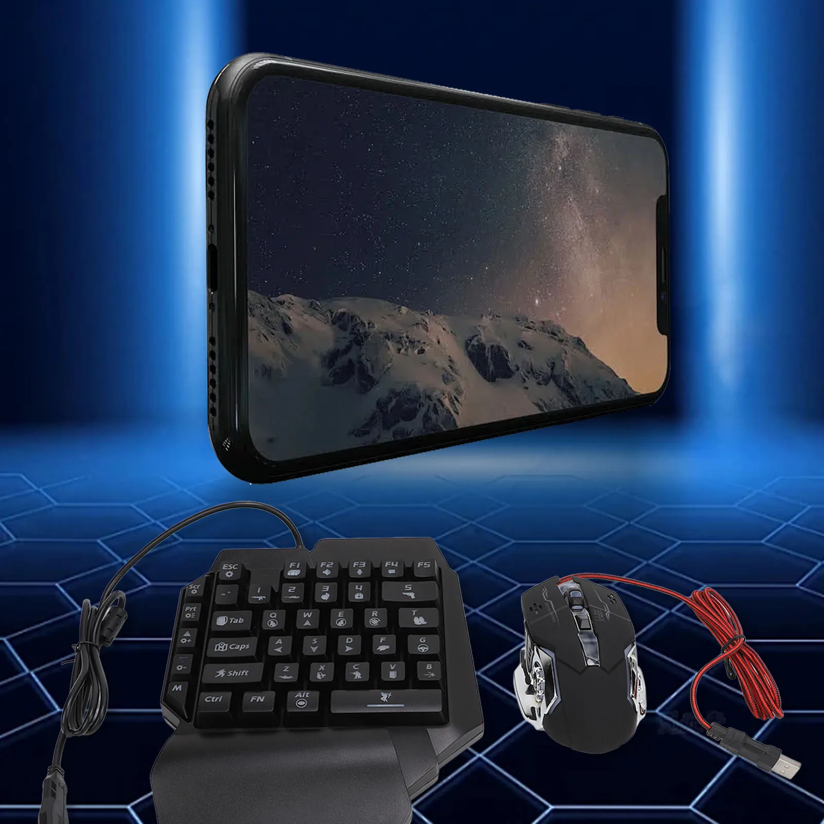 Mobile Game Combo Pack Bluetooth Connection Single Hand Keyboard Mouse Combo Responsive with Adjustable Phone Holder for Gaming - view 6