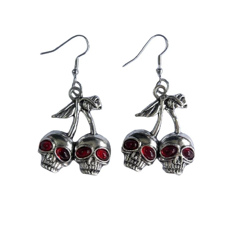 

Punk Gothic Halloween Skull Cherry Dangle Earrings Skeleton Pendant Earrings Hook Jewelry for Women Men Party Decor Jewelry