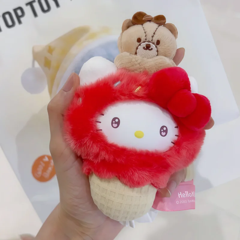 New Toptoy Sanrio Characters Mini Ice Cream Cone Plush Series Blind Box Cute Toys Collectible Figurine Pendant Trendy Girl Gifts view 5