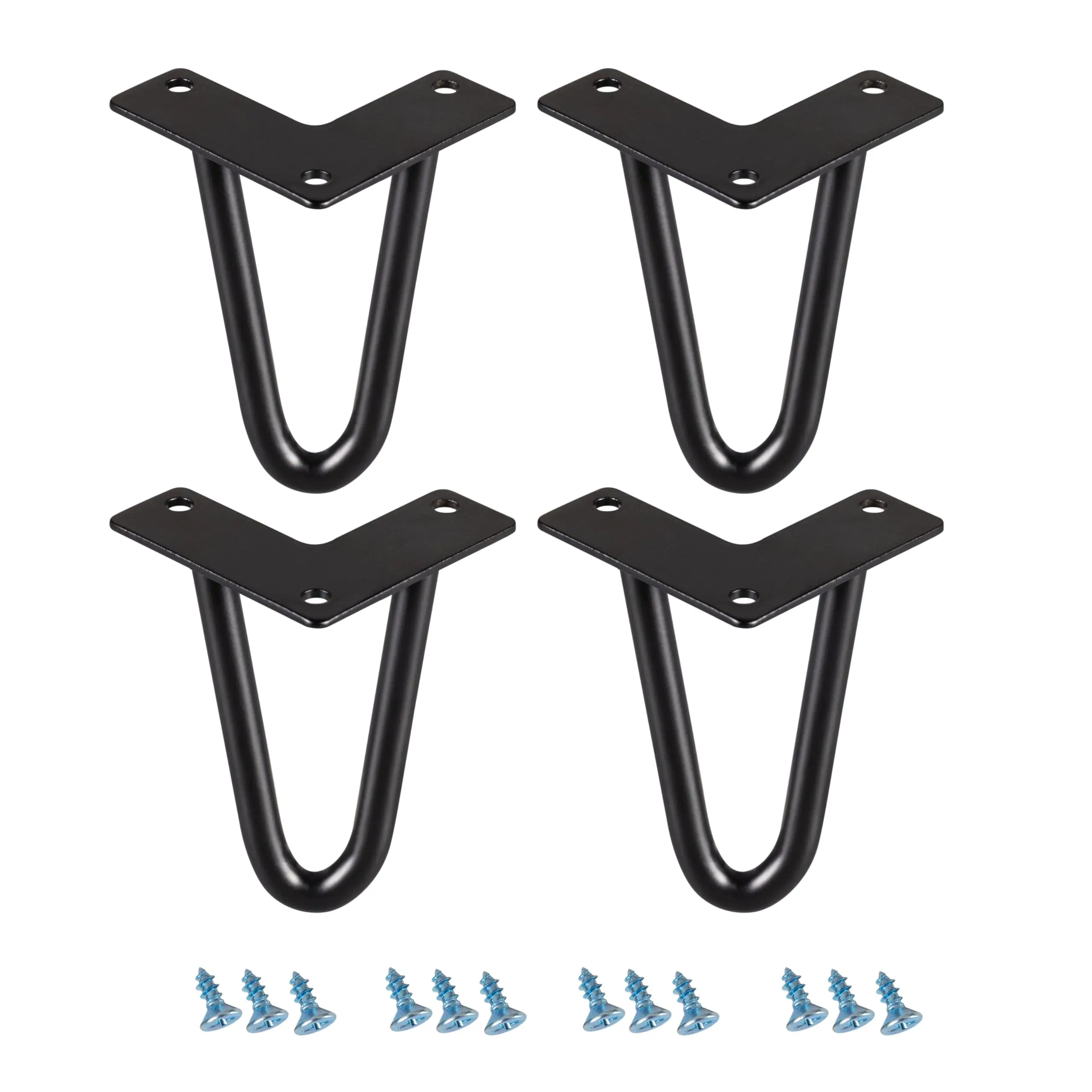 

4 Black 3-Inch Hairpin Legs Set With Screws For DIY Tables, Cabinets, Nightstands, Drawers And Coffee Tables