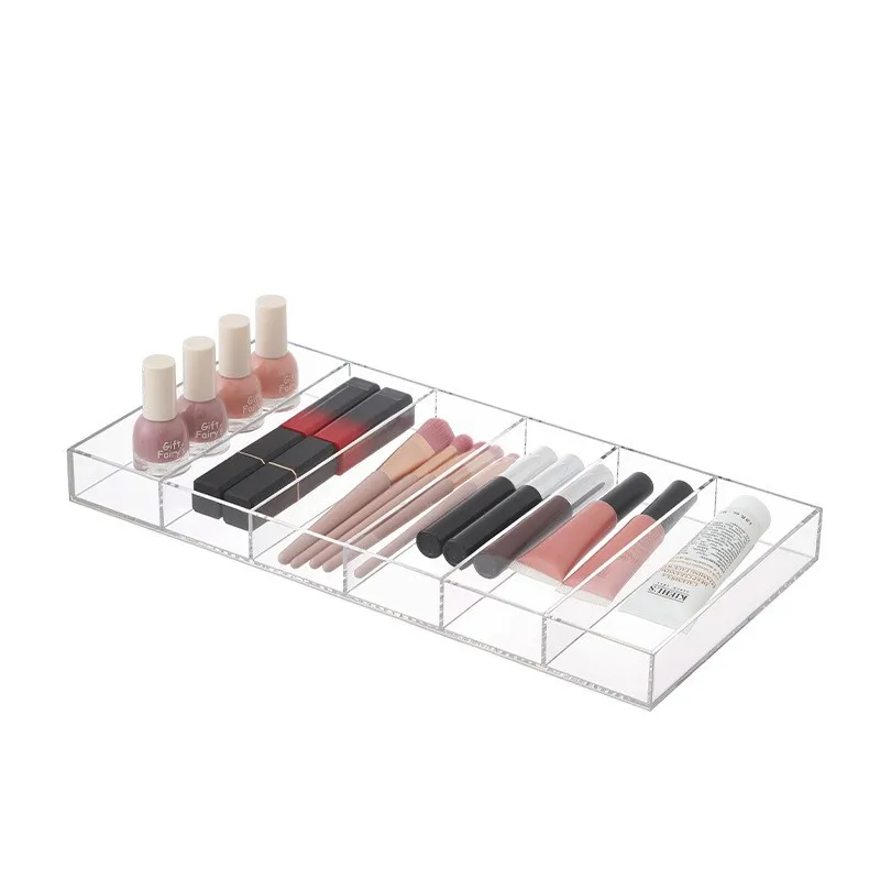 Caja de almacenamiento acrílica de 6 rejillas, caja de gafas transparente, caja de acabado de almacenamiento, pincel de maquillaje, pintalabios, esmalte de uñas, acabado cosmético