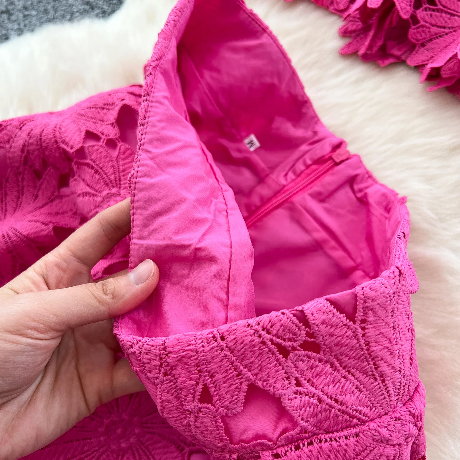 Franse stijl uitgeholde top en rok set mode casual tweedelige outfit voor vrouwen tuin feestjurk roze bruiloftsgastjurk