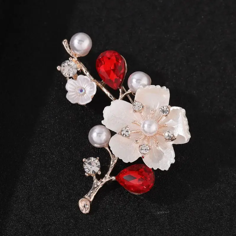 Brooch Pin Multi Color Brooch Mother's Day Flower Brooch With Strong Pin Imitation Pearl Cubic Zirconia Inlay Sweater Badge