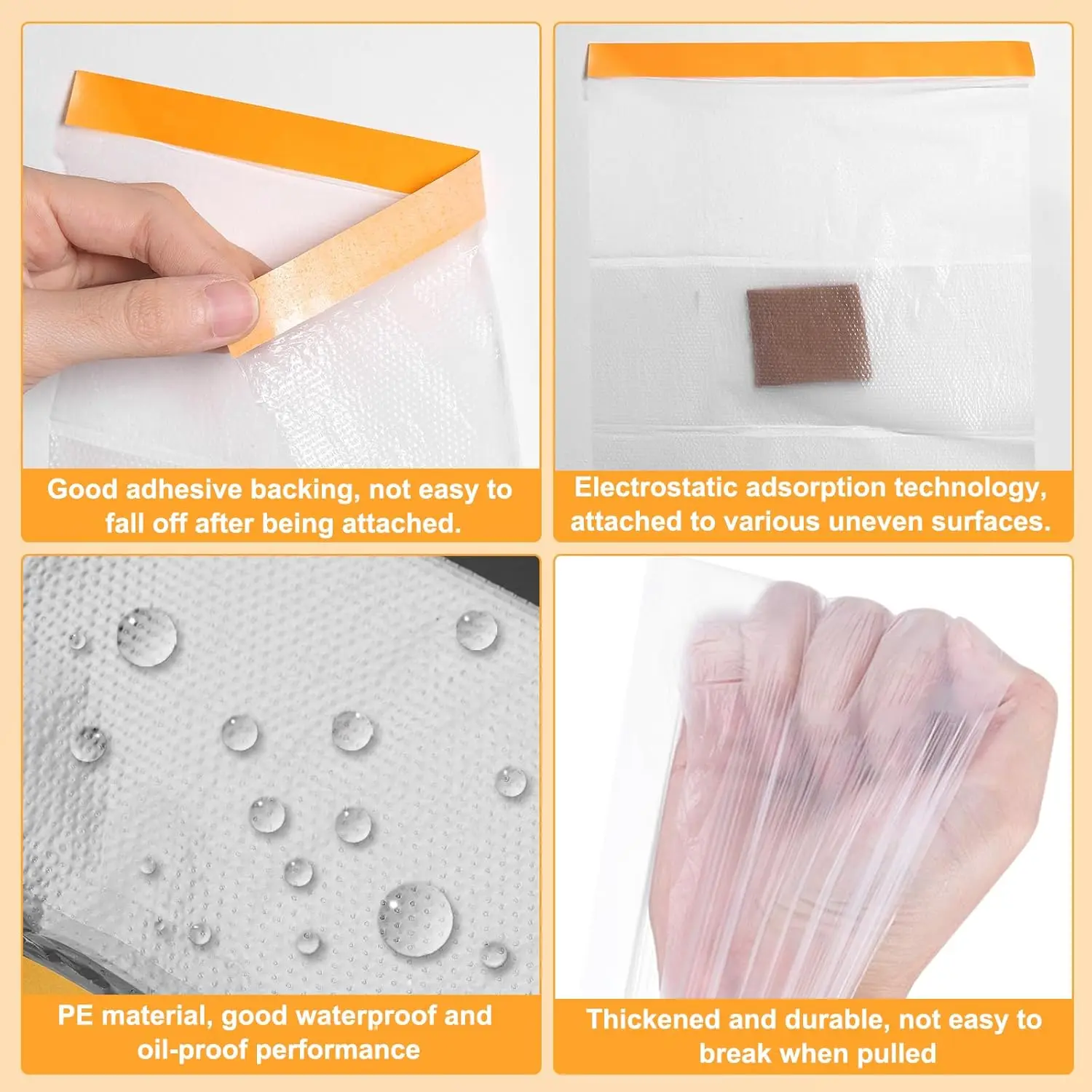 Car Masking Film Tape For Painting Masking Film Plastic Sheeting Anti-Dust Protective Film For Automotive Painting Furniture image 4
