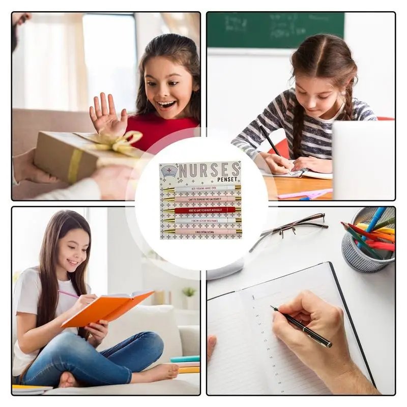 Набор забавных шариковых ручек 5X, набор ежедневных ручек с забавными цитатами, черные чернила, забавные новые ручки с цитатами, портативный набор шариковых ручек для взрослых