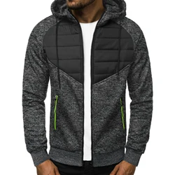 Men's autumn and winter casual hoodie zipper hoodie coat men's patchwork cardigan