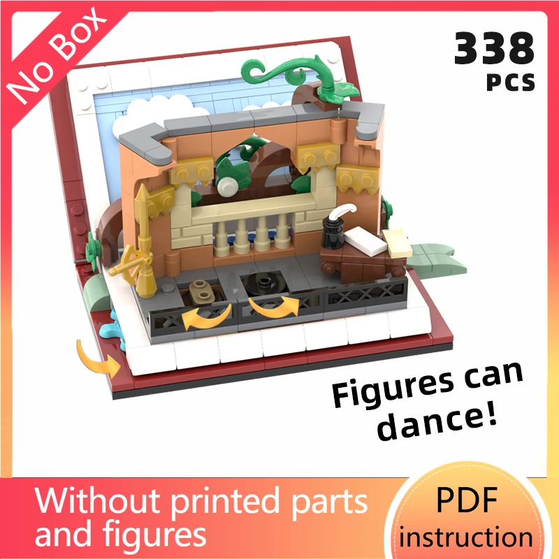 creative castle theme rotating dance floor scene bricks dancing diorama blocks figure showcase story book unique display klocki