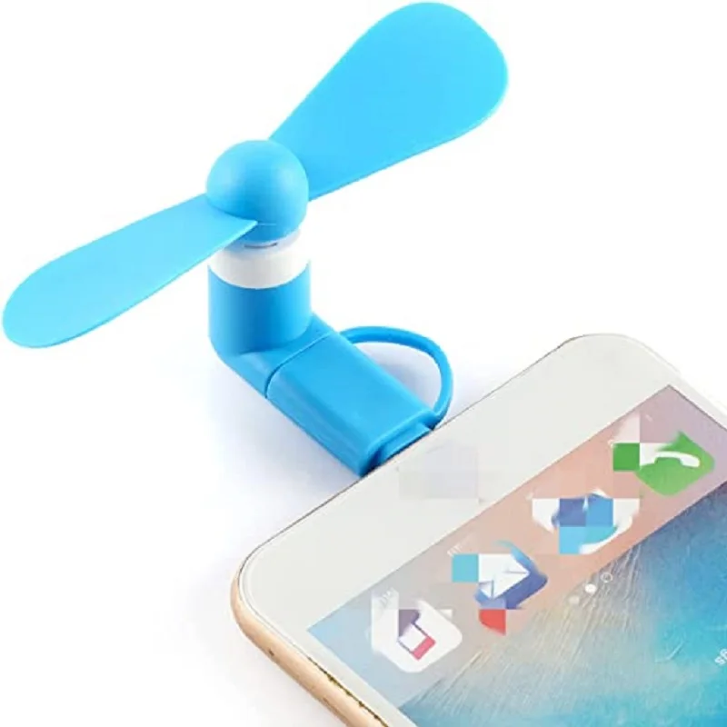 2-in-1 OTG Cell Phone Fan Lightning Micro USB Dual Interface Mini Cooling Fan For iPhone Android iPad Summer Portable Accessory