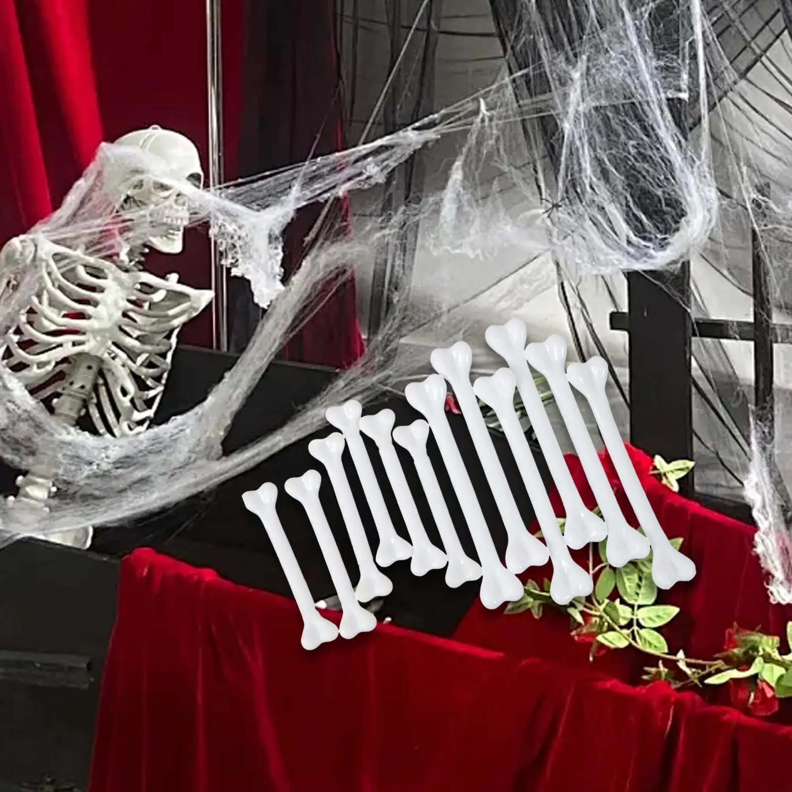 12x Halloween Bones Props Decorations Halloween Skeleton Bones Costume Accessories for Festival Garden Home Crafts Dress up