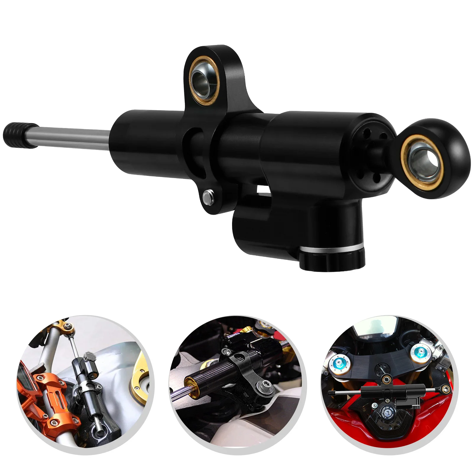 

1pc Motorcycle Steering Stabilizer Damper Universal Aluminum Alloy Speed-Sensitive Damping System For Handlebar Control Fatigue