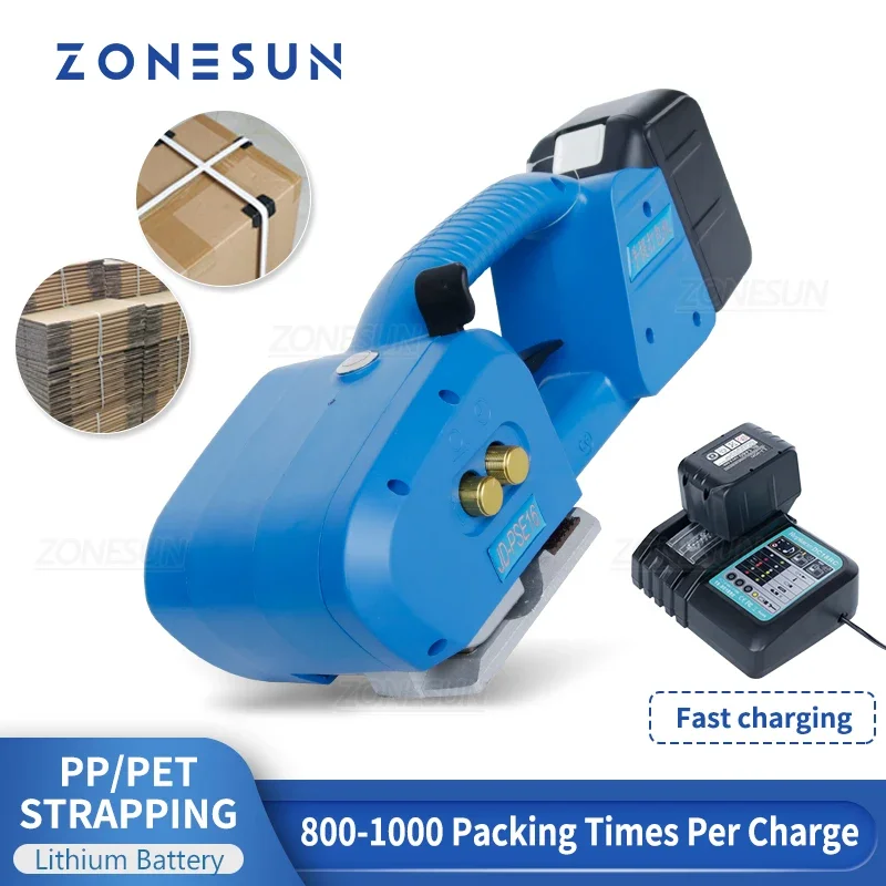 ZONESUN JD-PSE16 Portable Electric PP PET Belt Strapping Machine  Belt Baler Lithium Rechargeable Battery Power Packing Tool