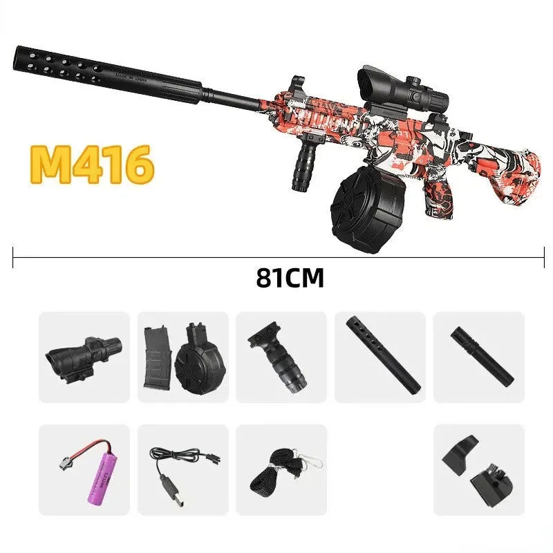 Electric M416 Beads Gun Toys With 10000 Water Balls Shooter Rifle Weapon CS Fighting Outdoor Game for Children Adult