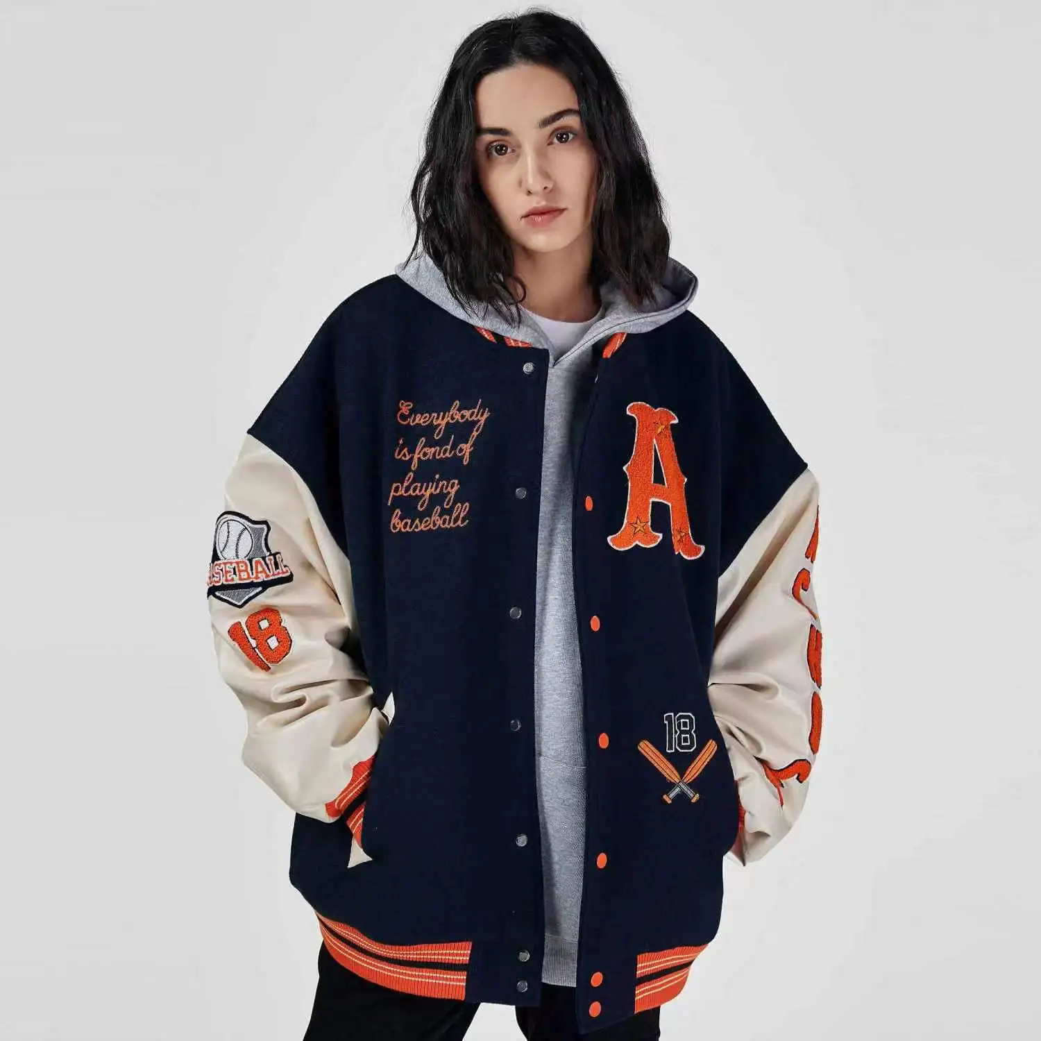 VIntage Women Varsity Jackets Streetwear Baseball Uniform Jackets Embroidered Spliced PU Leather Sleeves Men's Baseball Coat