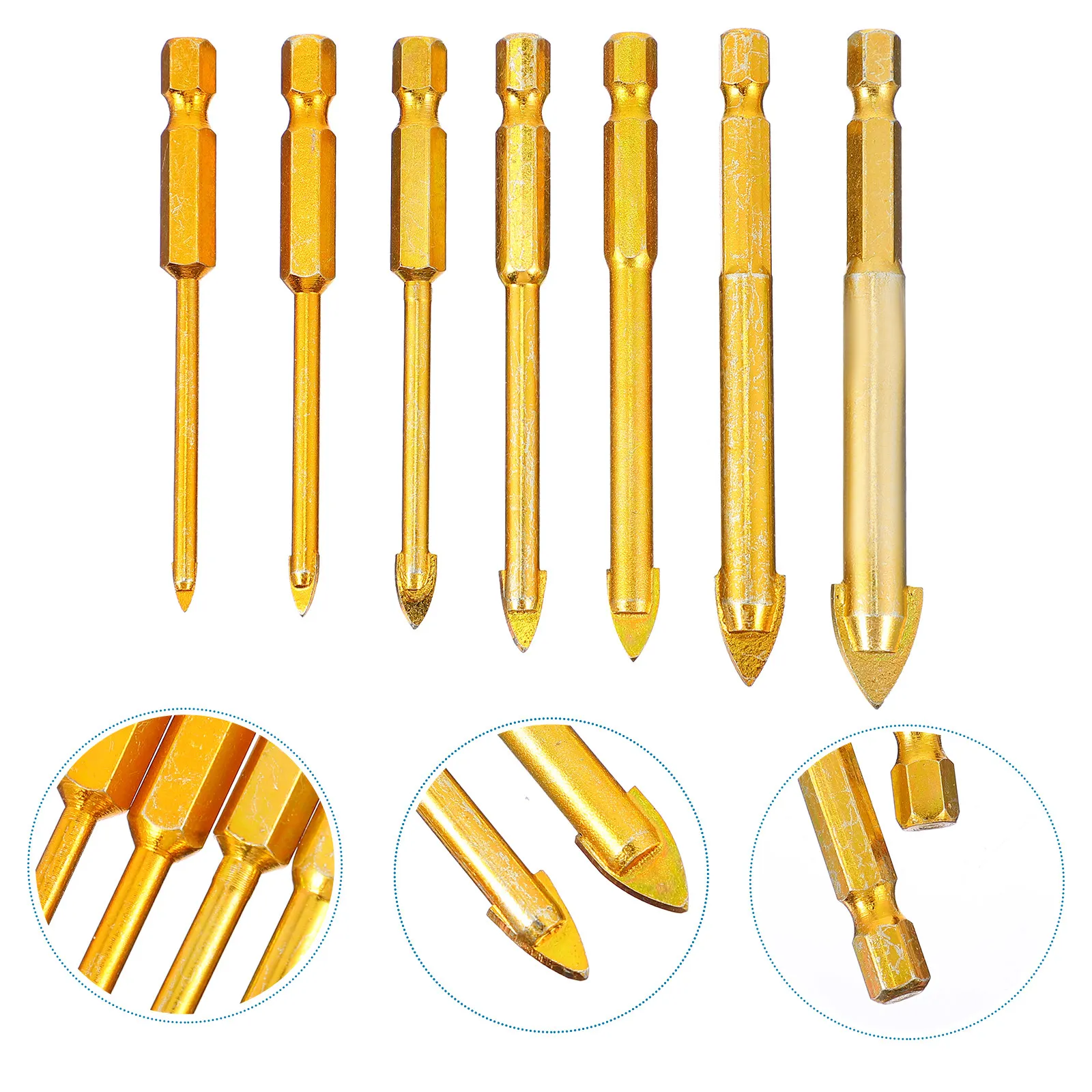 

7Pcs Professional Triangle Head Tile Drill Bit Carbide Tip for Glass Ceramic Drilling Hole Opener Tidy Cutting Low Resistance