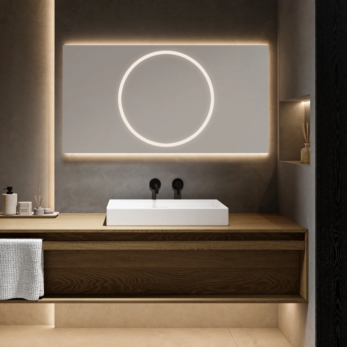 New Design Modern Rectangle Illuminated Hotel Mirror with Frameless LED Light for Hotels