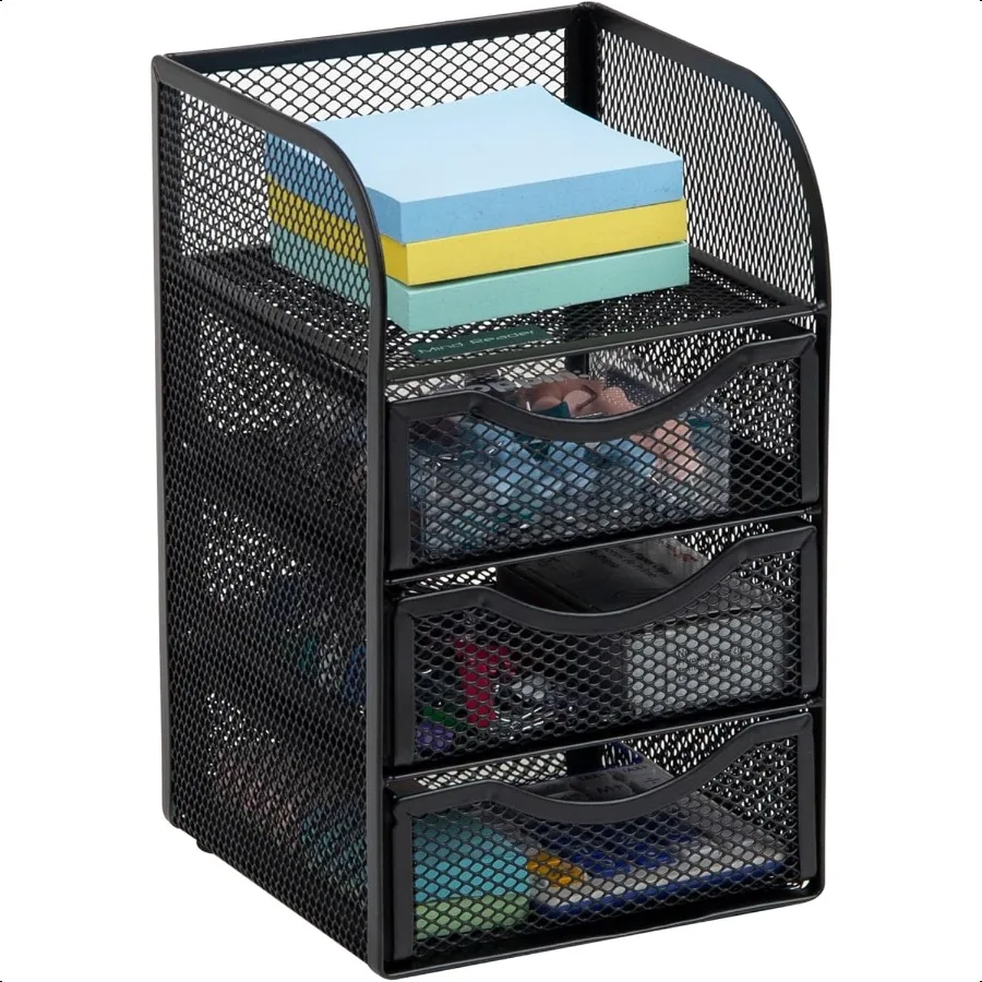 Настольные аксессуары для хранения бумаги, корзина с зажимом для переплета рабочего пространства, офисная металлическая сетка, 4,75 дюйма Д x 5 дюймов Ш x 8 дюймов В, черный