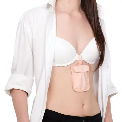 Cartera con sujetador oculto para mujer, sujetador de viaje de Color sólido, billetera con solapa, billetera de viaje secreta, bolsa a prueba de recogida, bolsillo para cinturón