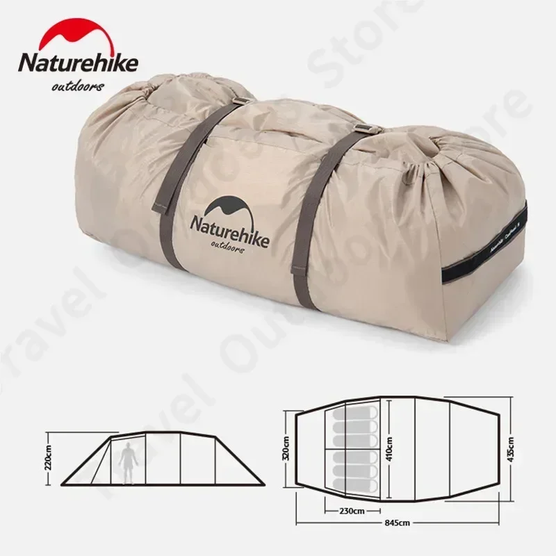 Naturehike Extended Tunnel Tent 4 Season Loop Tent for Car 4-6 Person Family Outdoor Camping Trip 20㎡ Lobby With Screen 150D