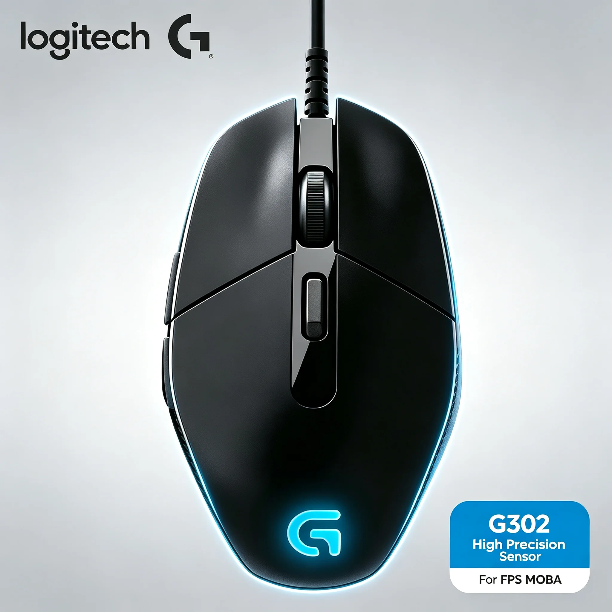 Logitech G302 Gaming Mouse Wired Vivid RGB Cycle Lighting Effect Durable Outer Shell for League of Legends PUBG Fortnite Online