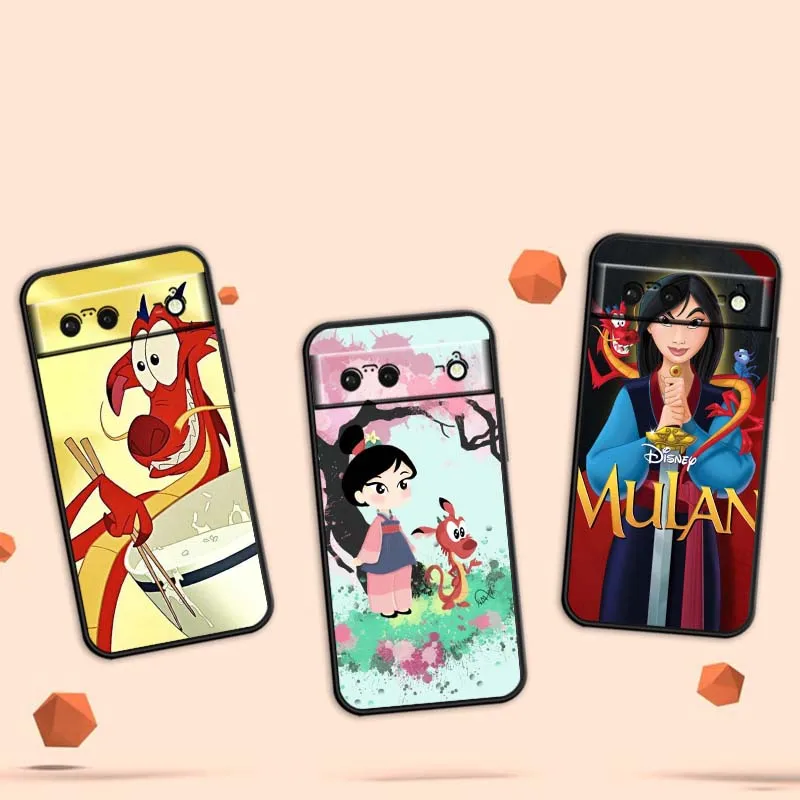 

Cartoon Mulan Cute Phone Case For Google Pixel 9a 9 8A 8 7 7A 6 6A Pro XL 2024 5G Black Soft TPU Silicone Cover