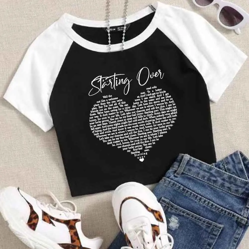 

Chris Stapleton Starting Over 2024 Crop Tops T-Shirt Girls Super-short Fans Gift Regular O-Neck Short Sleeves Fashion Printing