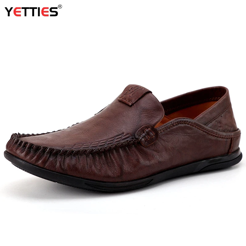 

Men's Genuine Leather Breathable Driving Moccasins | Soft Sole Slip-On Casual Loafers | Lightweight Comfortable Lazy Shoes