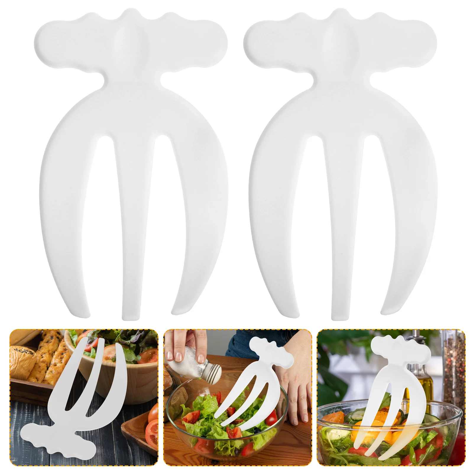 

2Pcs Reusable Salad Hands Three Pronged Design Mixing Forks for Kitchen Cooking Tool Salad Hands Mixing Fork Small Fork