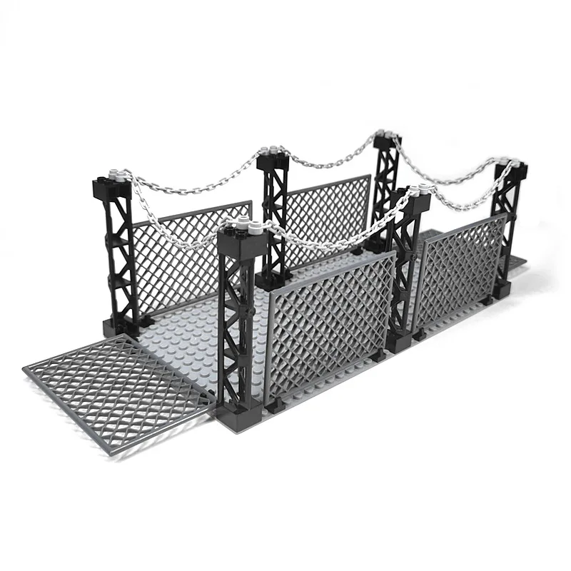 Military Isolation Belt Net Dinosaur Cage Building Block Army Accessory City Chain Fence Baseplate MOC Part Blocks Kids Toys