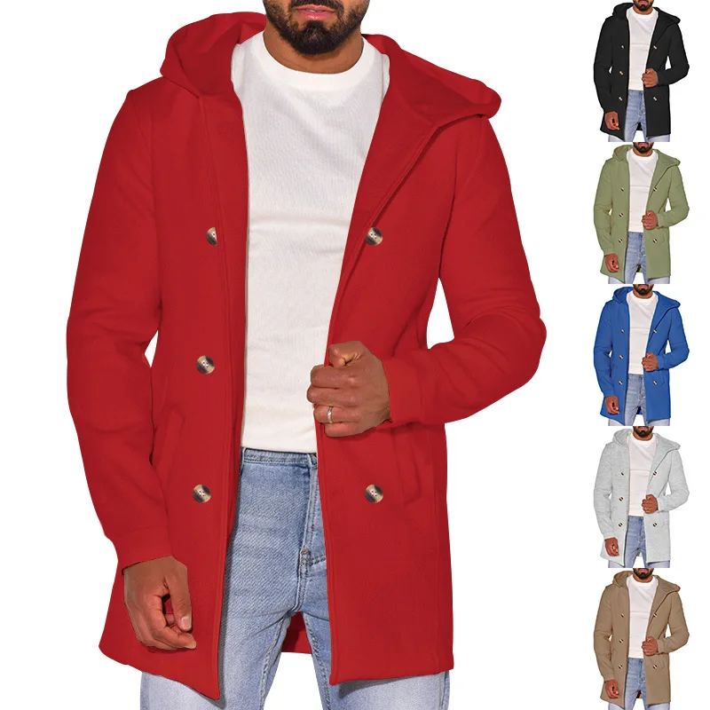 

Men's Anorak Export Autumn and Winter Hot Selling Personality Woolen Coat Double Breasted Casual Men's Coat