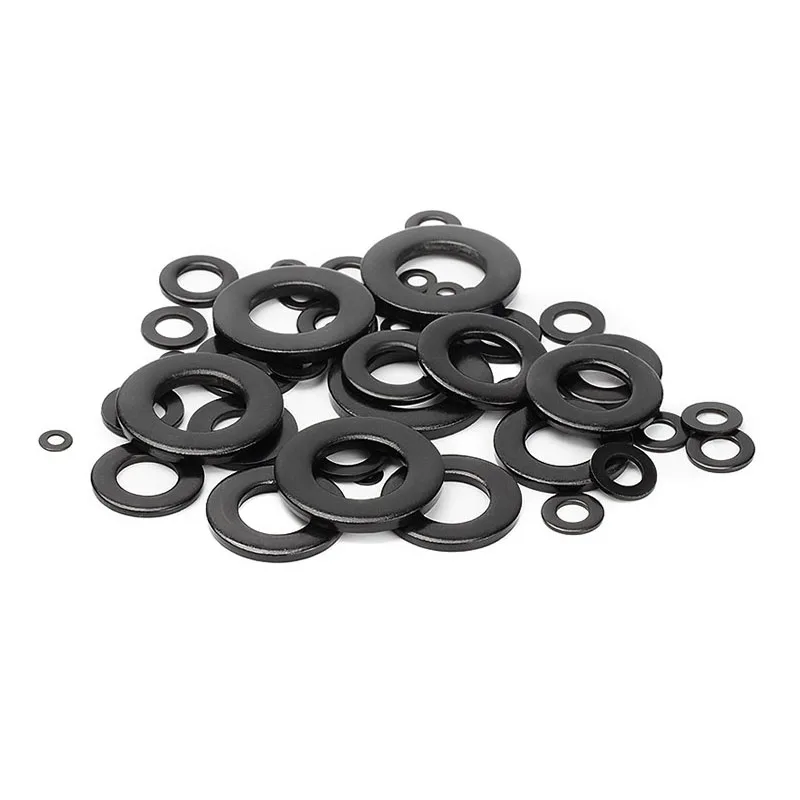 Circular Plain Gasket M4 M5 Black 304 Stainless Steel Thickness 0.5mm-2mm Flat Washer