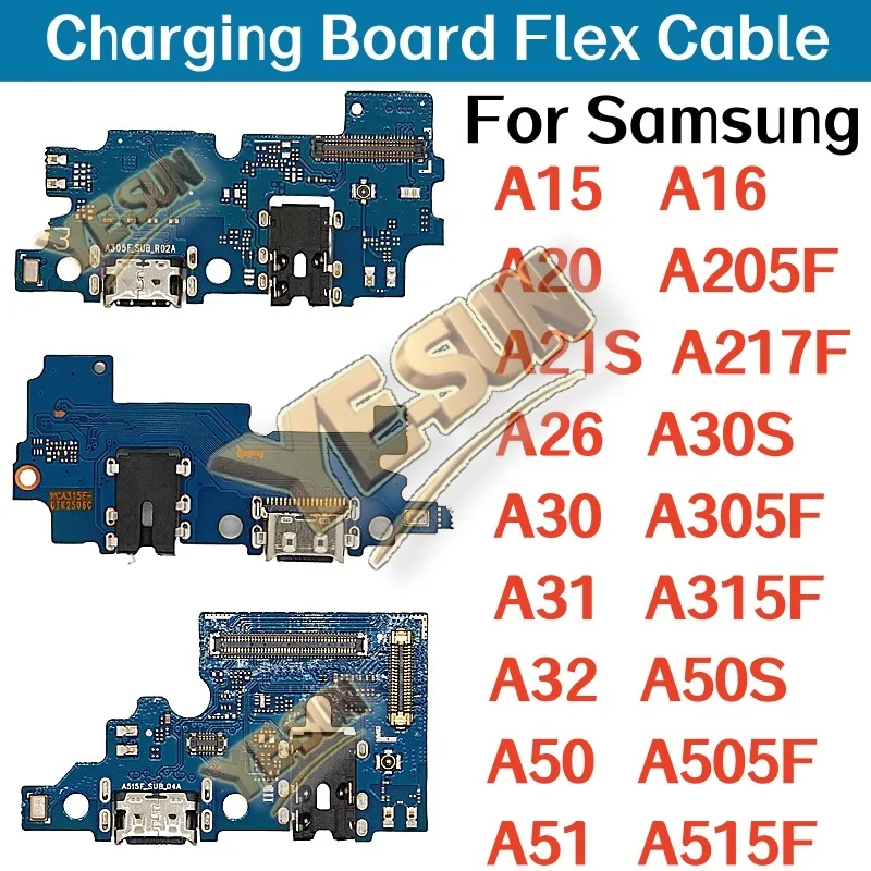USB Charger Dock Connector Board Fast Charging Port Flex Cable For Samsung Galaxy A15 A16 A20 A21S A26 A30S A31 A32 A50S A51 4G