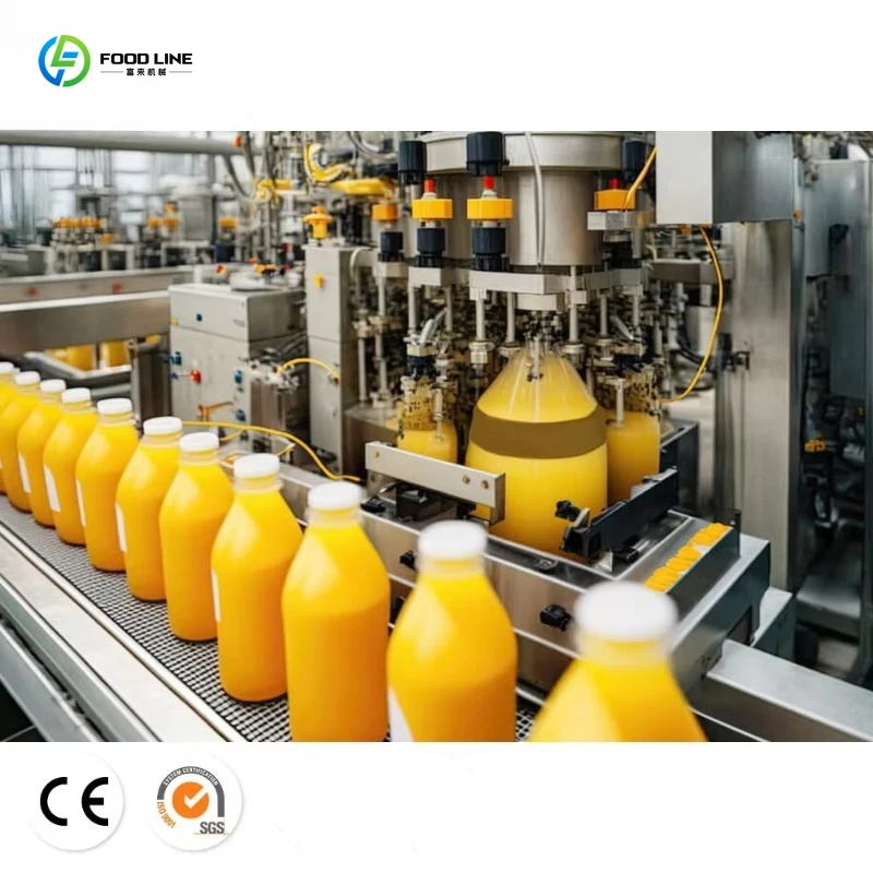 Customized Orange Juice Bottling 3 In 1 Automatic Filling Capping Machine Room Temperature Production Line