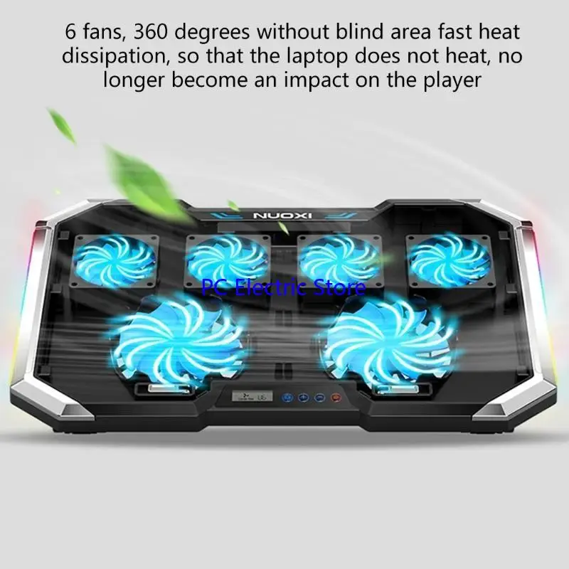 

F19C Notebook Radiator Cools Down Fiercely Dustproof RGB Light Effect Laptop Holder