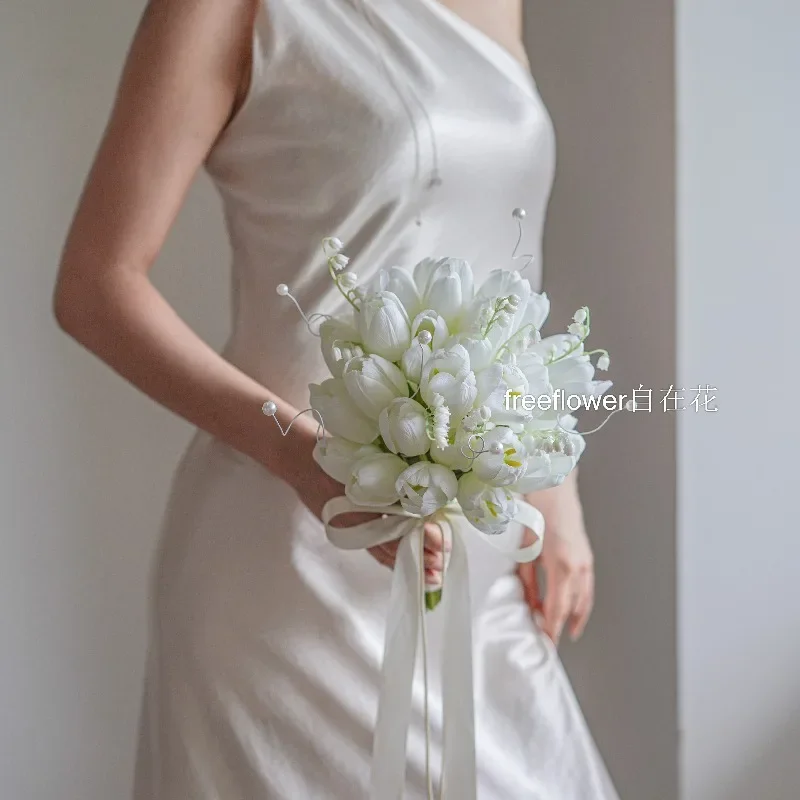 Bouquet simulated flower photography props marriage certificate engagement shooting early spring white