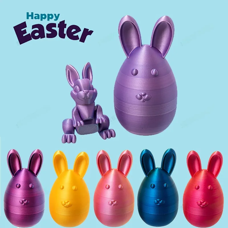 3D printed Easter rabbit egg set with movable joints personalized and cute Easter egg Home decorations Gifts for children