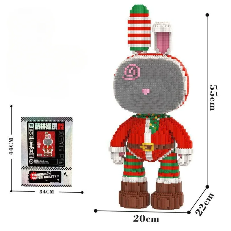 Christmas rabbit tiny particle building blocks puzzle toy boy girl brain birthday gift Christmas atmosphere decoration kids toys