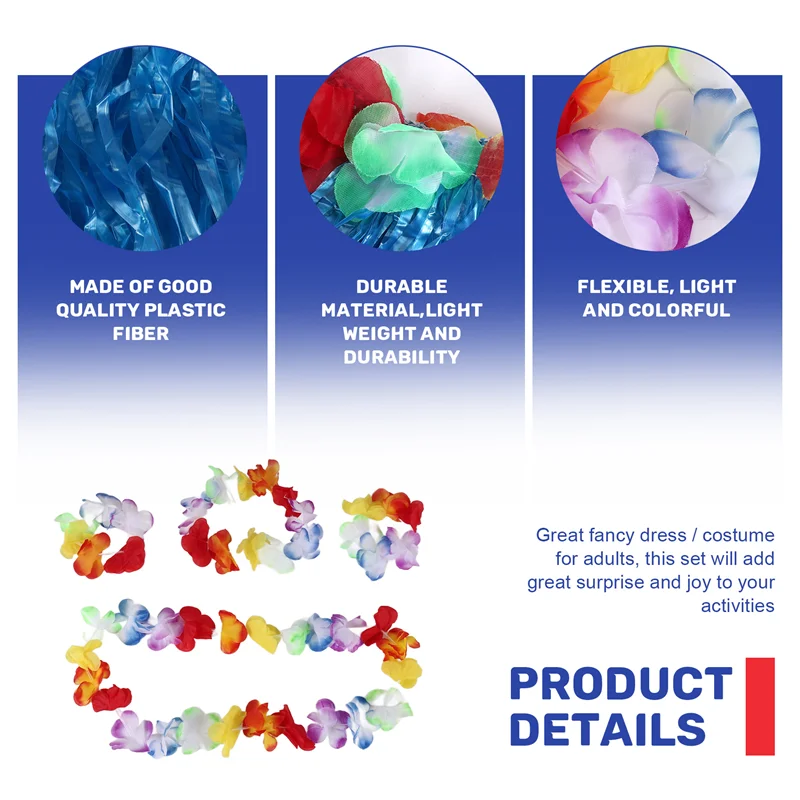 Hot Kf-6 Set hawaiano erba gonna fiore Hula Lei polsino ghirlanda costume in maschera