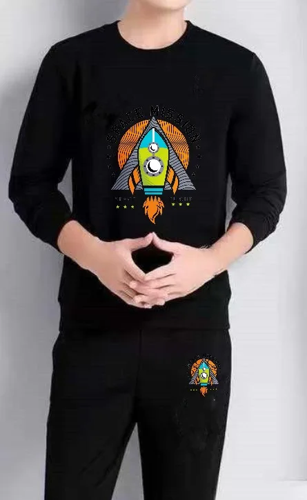 

Мужской комплект, мужской спортивный костюм с длинными рукавами y2k, осенний комплект из двух предметов с принтом Rocket Space, спортивные костюмы для мужчин