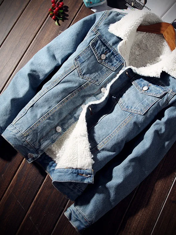 

Мужские зимние свободные джинсы Thiened Fce на подкладке, хлопковая молодежная одежда, верхняя одежда, длинное пальто на пуговицах све