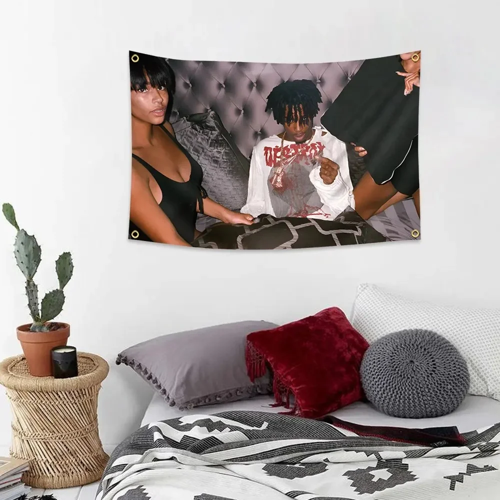 Playboi Carti Bedroom Group Tapestry Hip Hop Rapper With Models Print Wall Hanging For Dorm Bedroom Streetwear Aesthetic Decor
