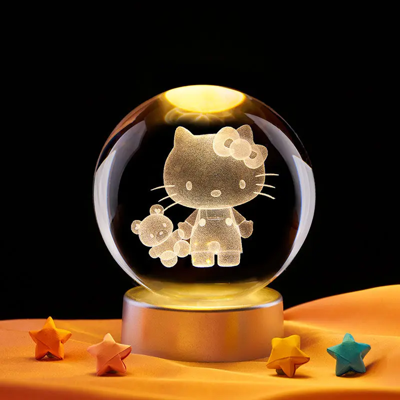 Hello Kitty อะนิเมะอุปกรณ์ต่อพ่วงสร้างสรรค์การ์ตูนแกะสลักมูลค่าเดสก์ท็อปเครื่องประดับ Dimming ห้องนอน Night Light แฟนของขวัญ