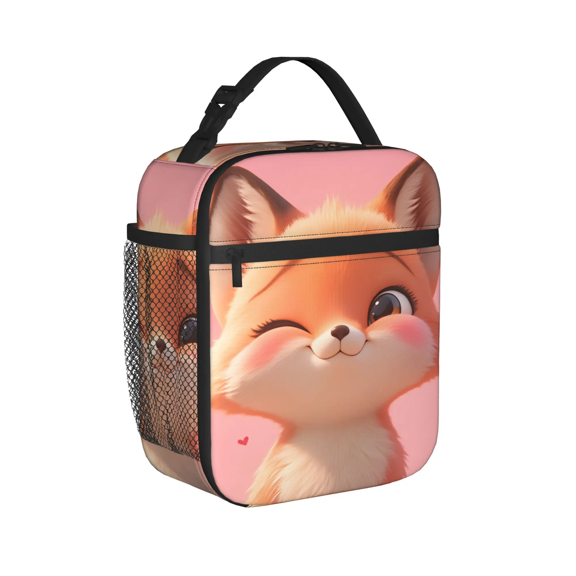 Cute Fox Lunch Bag  Casual Lunch Box For Women Travel Portable Cooler Bag Oxford Graphic Design Thermal Tote Handbags