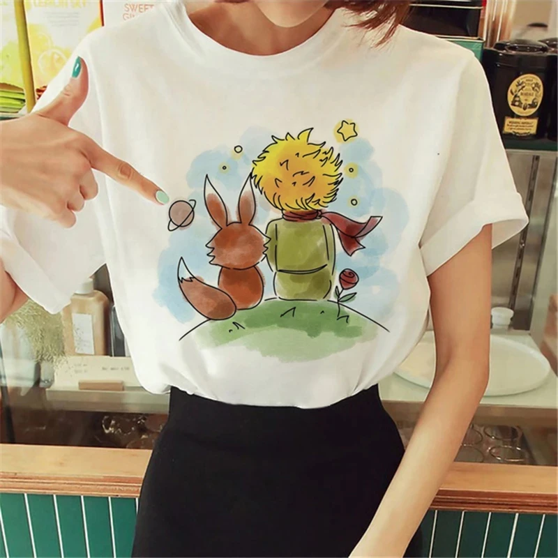 Hot Spring Summer Little Prince Graphic Women\'s T-Shirt Little Prince Graphic Tees Vouge Shirts For women O-Neck Short Sleeve